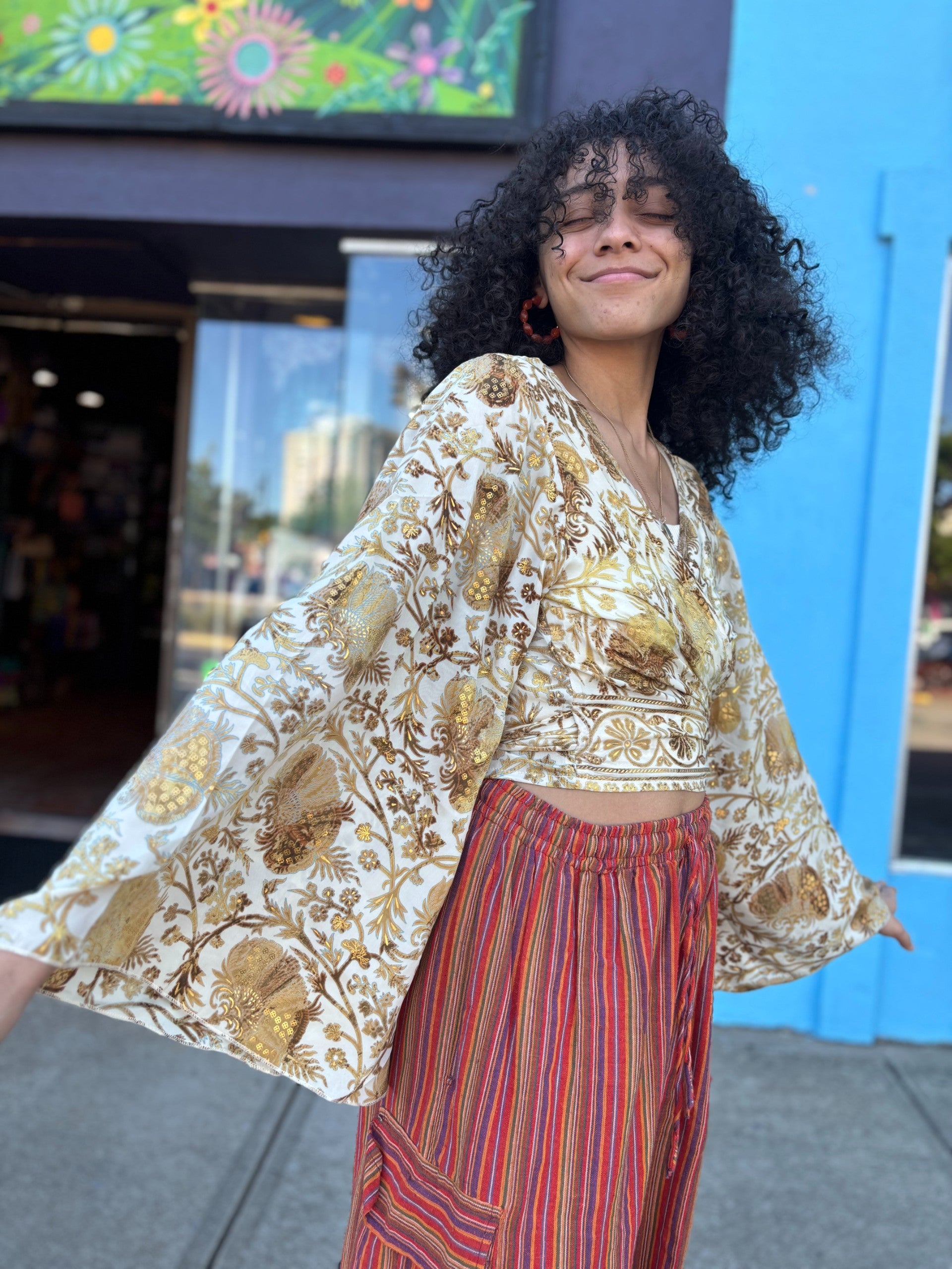 Floral Bell Sleeve Tie Top | Loose Lucy's - Five Points