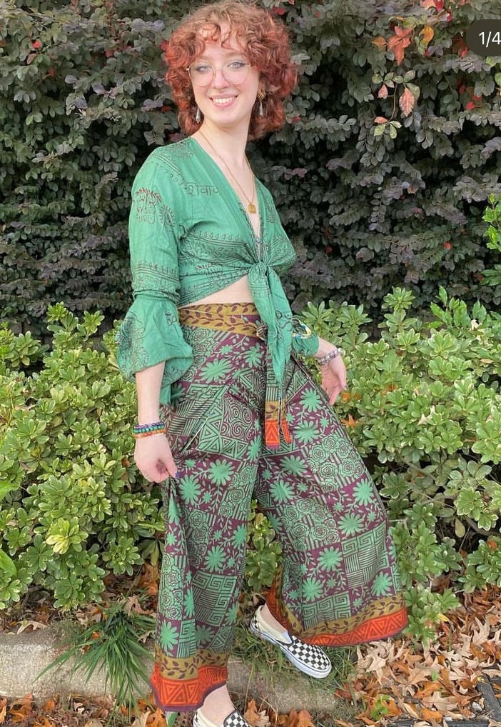 Womens Thai Fisherman Pants Palazzo Wrap Yoga Jacquard Sarong Silk Blend  Hippie | eBay